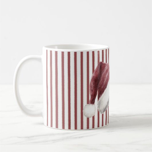 Red White Stripes Santa Hat Christmas Kaffeetasse (Links)