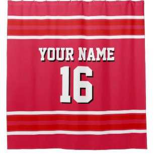 Red White Stripes Sports Jersey Duschvorhang