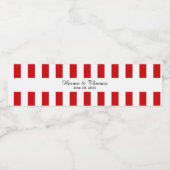 Red White Stripes Wedding Wasserflaschenetikett (Einzelnes Label)