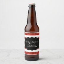 Red White Stripes Weihnachts Custom Biere Label