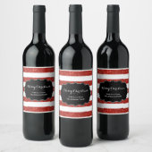 Red White Stripes Weihnachts Custom Wine Label Weinetikett (Flaschen)