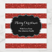 Red White Stripes Weihnachts Custom Wine Label Weinetikett (Einzelnes Label)