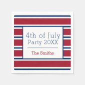 Red White Striping 4. Juli Sommercocktail Serviette (Vorderseite)