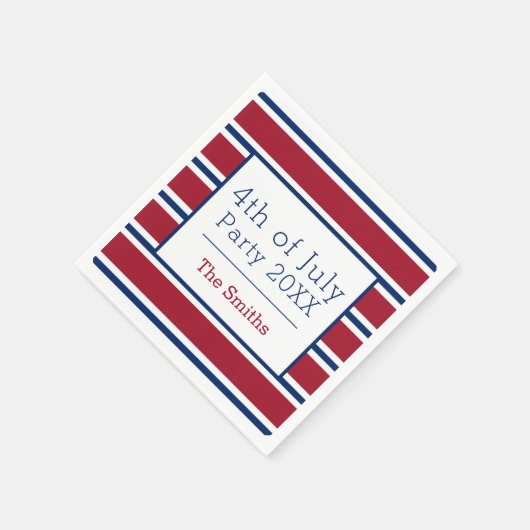 Red White Striping 4. Juli Sommercocktail Serviette (Ecke)