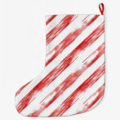 Red White Strips Weihnachten Gold Glitzer Großer Weihnachtsstrumpf (Rückseite)