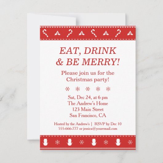 Red White Stylish Modern Design Weihnachtsgeschenk Einladung (Vorderseite)