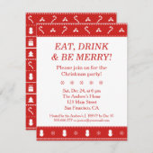 Red White Stylish Modern Design Weihnachtsgeschenk Einladung (Vorne/Hinten)