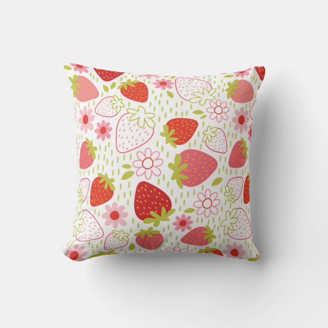 Red White Summer Strawberry Pattern Kissen (Vorderseite)