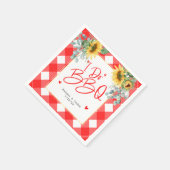Red White Sunflower I Do GRILLEN Wedding Napkins Serviette (Ecke)