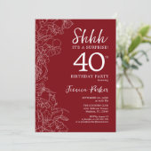 Red White Surprise 40. Geburtstag Einladung (Stehend Vorderseite)
