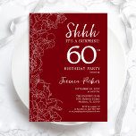 Red White Surprise 60. Geburtstag Einladung<br><div class="desc">Red White Überraschung 60. Geburtstag Einladung. Minimalistisches modernes feminines Design mit botanischen Akzenten und Typografie-Script-Schriftart. Einfache florale Einladungskarte perfekt für eine stilvolle weibliche Überraschung am Tag. Gedruckte Zazzle Einladungen oder Sofortdownload digitalen druckbaren Vorlage.</div>