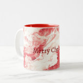 Red White Swirl Christmas Zweifarbige Tasse (Vorderseite Links)