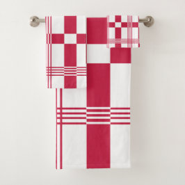 Red White Tartan Karo Kariert Badhandtuch Set