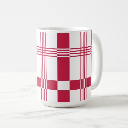 Red White Tartan Karo Kariert Kaffeetasse (VorderseiteRechts)
