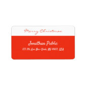 Red White Template Frohe Weihnachtsschrift Adresse Adressaufkleber (Vorne)