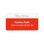 Red White Template Script Frohe Weihnachtsadresse Adressaufkleber (Vorne)