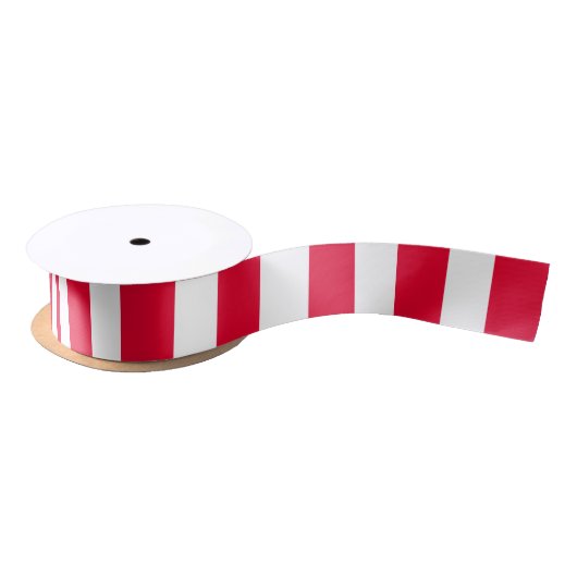 Red & White Thick Stripes Satinband (Spule)
