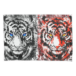Red White Tiger Face - Tiger Eyes Pillowcase Kissenbezug