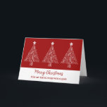 Red White Trees Daughter Frohe Weihnachten Karte<br><div class="desc">Frohe Weihnachten für die Tochter-Karte in modernem Rot mit verzierten Weihnachtsbaumabbildungen.</div>