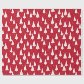 Red White Trees Weihnachtswrapping Paper Geschenkpapier (Flach)