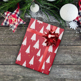 Red White Trees Weihnachtswrapping Paper Geschenkpapier