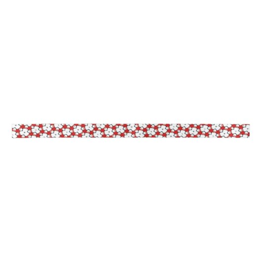 Red White Tri Floral Pattern Ribbon Satinband (Vorderseite)