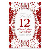 Red White Tribal Batik Lace Tischnummer Card (Rückseite)