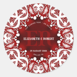Red White Tribal Lace Special Event Hochzeit Runder Aufkleber