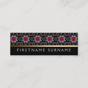 Red White Tribal Muster   Black Mini Biz Cards Mini Visitenkarte