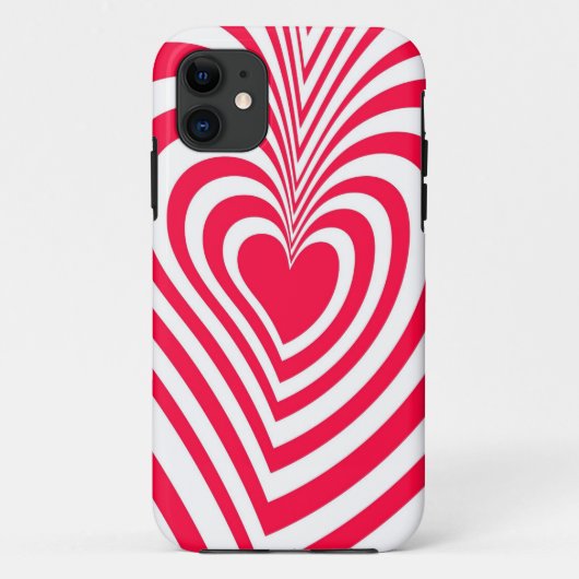Red White Trippy Hypnotic Herz Liebe Muster Case-Mate iPhone Hülle (Rückseite)