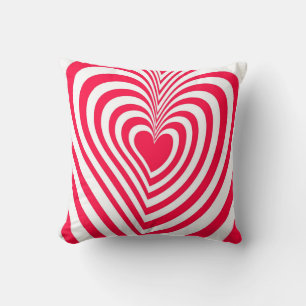 Red White Trippy Hypnotic Herz Liebe Muster Kissen