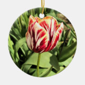 Red & White Tulip Keramik Ornament (Vorne)