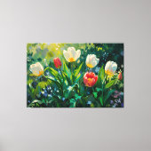*~* Red White Tulips TV2 Stretched Canvas Print Leinwanddruck (Vorderseite)