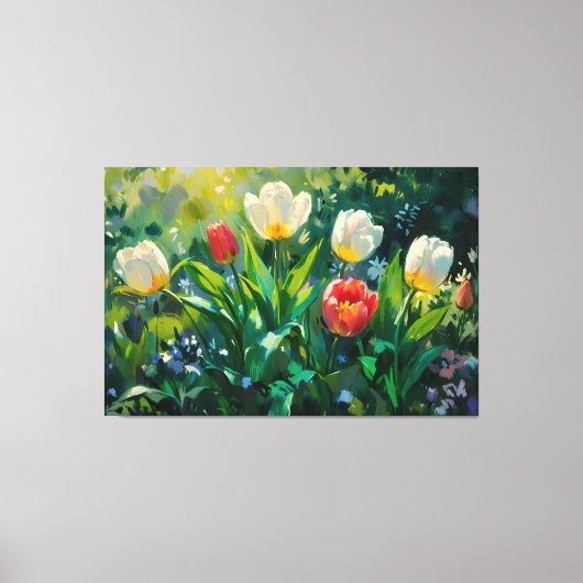 *~* Red White Tulips TV2 Stretched Canvas Print Leinwanddruck (Vorderseite)