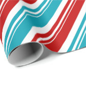Red White Türkise Blue Candy Cane Strip Holiday Geschenkpapier (Rolleneckpunkt)