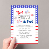 Red White & Two 2. Geburtstag Acryleinladungen (Insitu (Handheld))