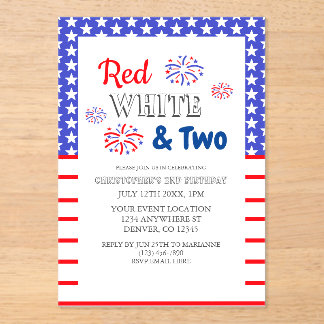 Red White & Two 2. Geburtstag Acryleinladungen