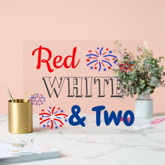 Red White & Two 2. Geburtstag Acrylschild (Hochzeit)