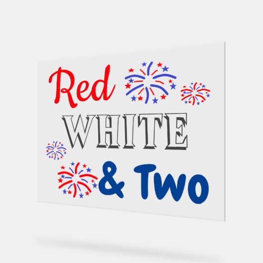 Red White & Two 2. Geburtstag Acrylschild (Winkel)