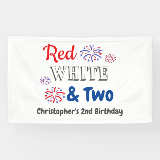 Red White & Two 2. Geburtstag Banner (Horizontal)
