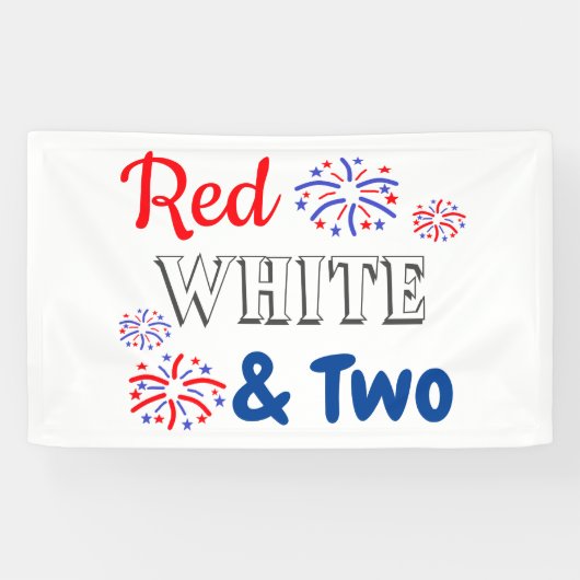 Red White & Two 2. Geburtstag Banner (Horizontal)