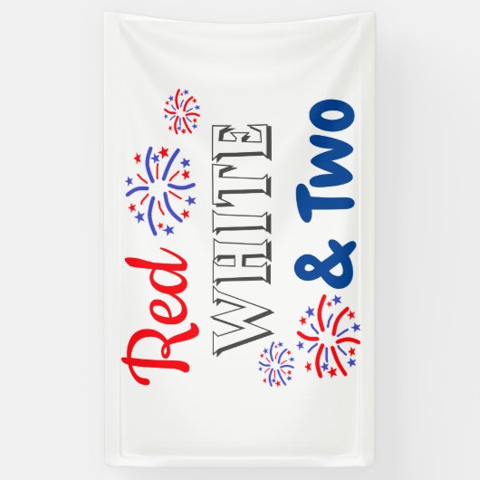 Red White & Two 2. Geburtstag Banner (Vertikal)