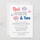 Red White & Two 2. Geburtstag Einladung (Vorderseite)