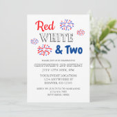 Red White & Two 2. Geburtstag Einladung (Stehend Vorderseite)