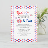 Red White & Two 2. Geburtstag Einladung (Stehend Vorderseite)