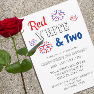 Red White & Two 2. Geburtstag Einladung