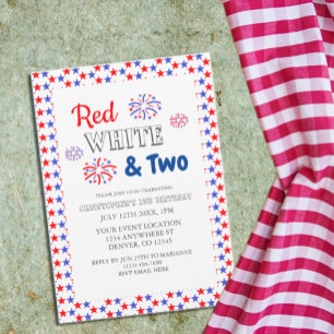 Red White & Two 2. Geburtstag Einladung