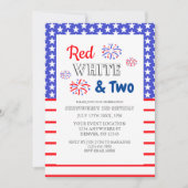 Red White & Two 2. Geburtstag Einladung (Vorderseite)