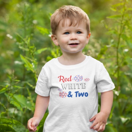 Red White & Two 2. Geburtstag Kleinkind T-shirt