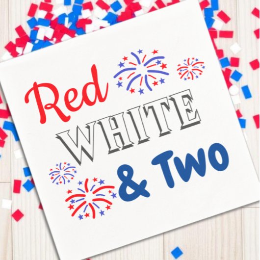 Red White & Two 2. Geburtstag Serviette